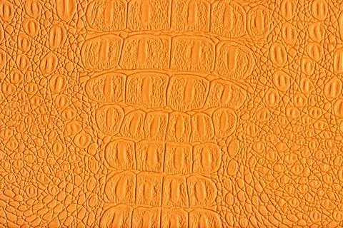 Orange crocodile leather texture. Abstract backdrop for design. Stock Photos