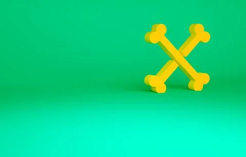 Orange Crossed human bones icon isolated on green background. Minimalism conc Stock Illustration