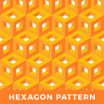 Orange cube isometric seamless pattern. Hexagon Vector illustration of yellow Illustrazione stock