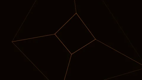 Orange Cube Rotating 3D Wireframe Seamless Loop Animated Dark Background Stock Footage 342621036