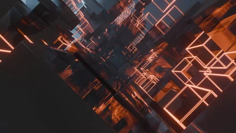 Orange Cube Tunnel Stock Footage 344286203