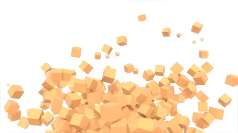 Orange cubes in abstract motion, on white (FULL HD) Stock Footage 41688679