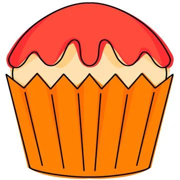Orange Cupcake With Red Icing On White Background Stock Illustration