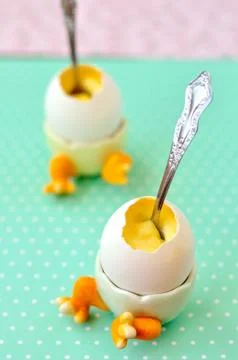 Orange Custard in Egg Shells Stock Photos