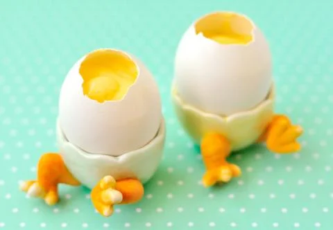 Orange Custard in Egg Shells Stock Photos