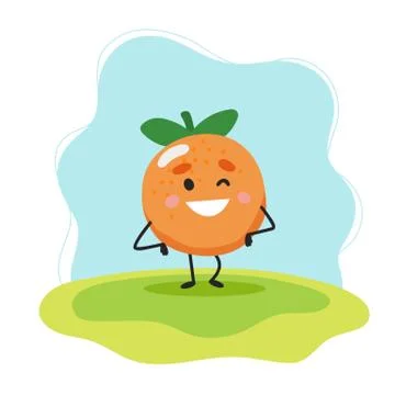Orange cute character, vector illustration for kids in cartoon style イラスト素材