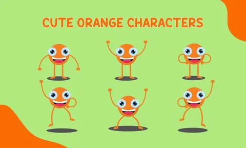 Orange cute characters. Vector illustration Ilustración de archivo