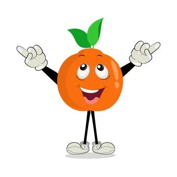 Orange. Cute fruit vector character set isolated on white backround Stock Illustration