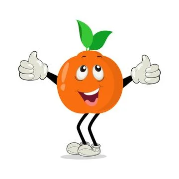 Orange. Cute fruit vector character set isolated on white backround Stock Illustration
