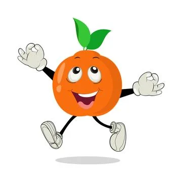 Orange. Cute fruit vector character set isolated on white backround Stock Illustration