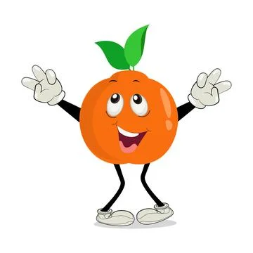 Orange. Cute fruit vector character set isolated on white backround Stock Illustration