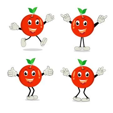 Orange. Cute fruit vector character set isolated on white backround Stock Illustration