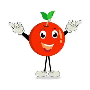 Orange. Cute fruit vector character set isolated on white backround Stock Illustration