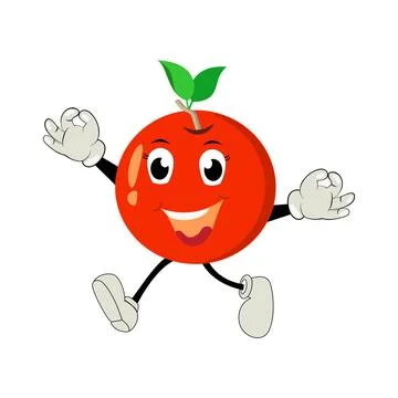 Orange. Cute fruit vector character set isolated on white backround Stock Illustration
