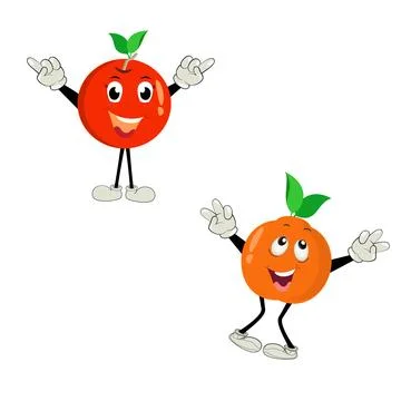 Orange. Cute fruit vector character set isolated on white backround Stock Illustration