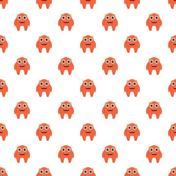 Orange cute monsters repeating as a playful illustration Stock Illustration