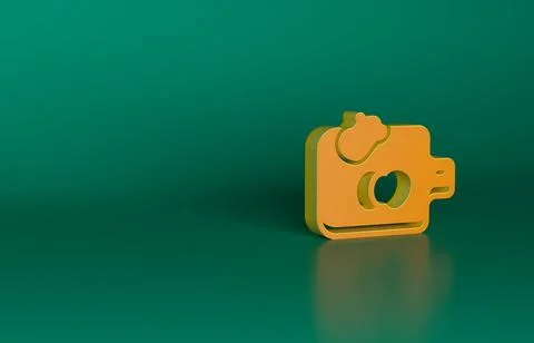 Orange Cutting board with vegetables icon isolated on green background. Chopping Stock Illustration