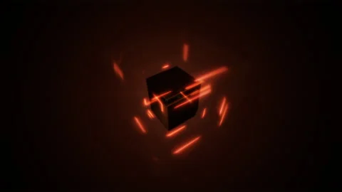 Orange Cyber Cube With Orange Laser Effe... | Stock Video | Pond5