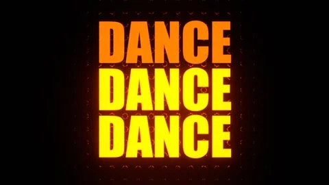 Orange Dance Text on Blinking LED Panel Background VJ Loop in 4K Stock-Footage 337926535