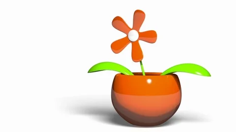Orange Dancing Toy Bobble Flower Wiggling Back and Forth - Isolated on White Stock Footage 104840944