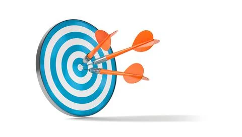 Orange dart arrow hitting in the target center of dartboard business success  Stock Illustration