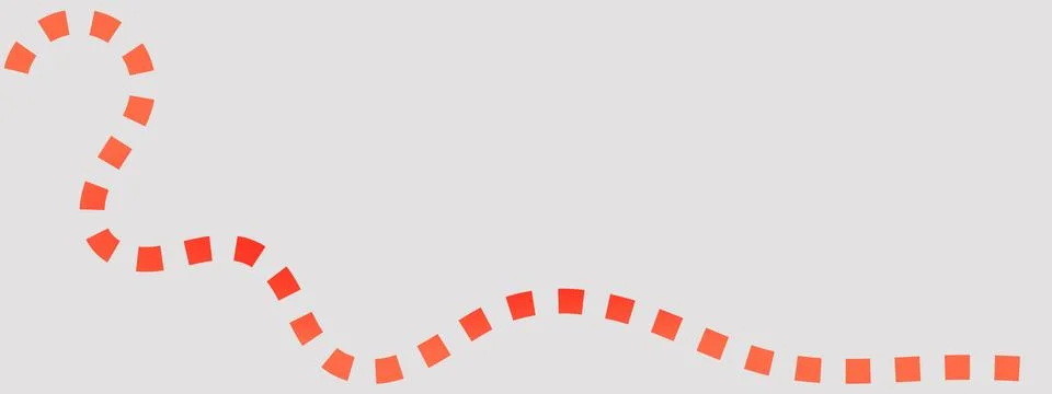 Orange dashed square line, dotted wavy path, abstract geometric curve Stock Illustration