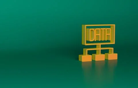 Orange Data analysis icon isolated on green background. Business data analysis Stock Illustration