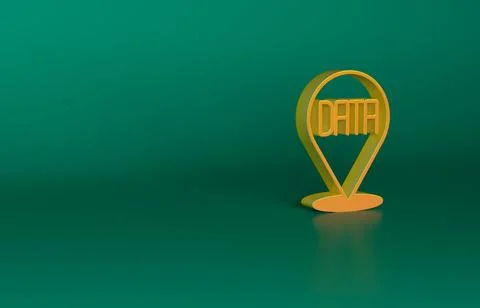 Orange Data analysis icon isolated on green background. Business data analysis Stock Illustration