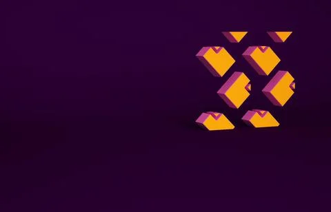 Orange Data stream icon isolated on purple background. Minimalism concept. 3d Illustrazione stock