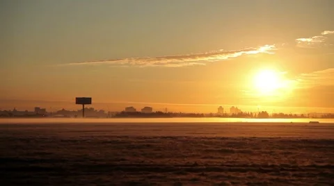Orange Dawn on the background of the city Vídeo Stock 54197268