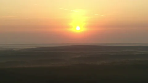 Orange dawn over the forest Stock Footage 174795598