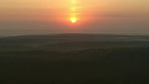 Orange dawn over the forest Stock Footage 178074412