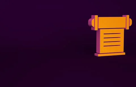 Orange Decree, paper, parchment, scroll icon icon isolated on purple background Illustrazione stock