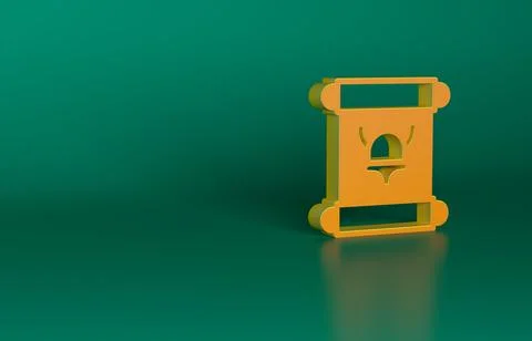 Orange Decree, paper, parchment, scroll icon icon isolated on green background Illustrazione stock
