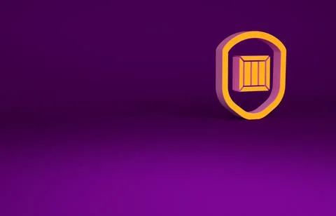 Orange Delivery security with shield icon isolated on purple background. Deli 库存插图