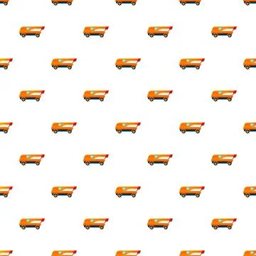 Orange delivery van seamless vector pattern background Stock Illustration