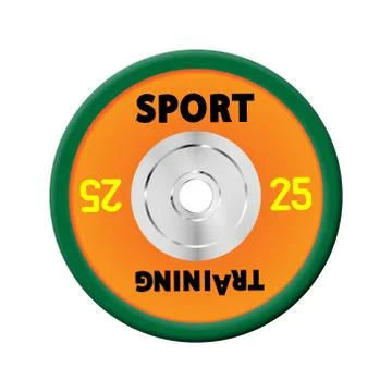 Orange Dense weight plates numbered weights. 25. Illustration vector Stock Illustration