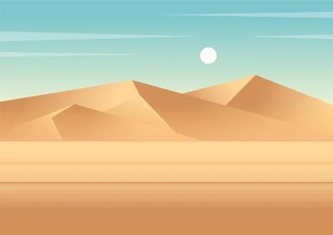 Orange desert landscape gradient dunes illustration. Travel to Egypt flat s.. Stock Illustration