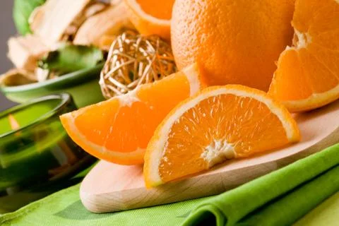 Orange dessert on cutting board Stock Photos