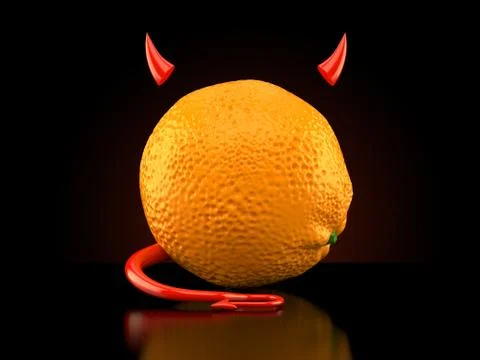 Orange with devil horns and tail 스톡 일러스트