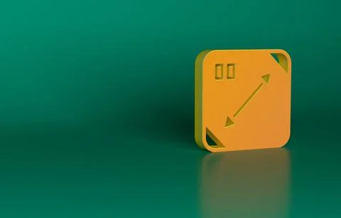 Orange Diagonal measuring icon isolated on green background. Minimalism concept Illustrazione stock