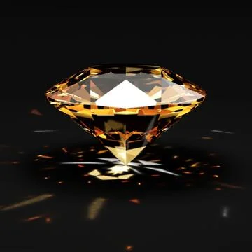 Orange Diamond with Glowing Rays on black background Stock Illustration