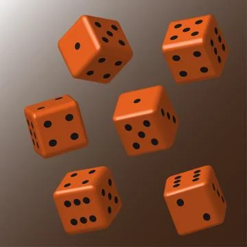 Orange Dice with Black Points 스톡 일러스트