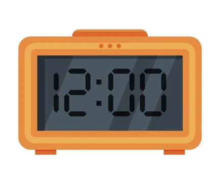 Orange Digital Table Alarm Clock, Modern Electronic Time Measuring Instrument Illustrazione stock