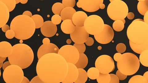 Orange discs of random size on black background Stock Illustration