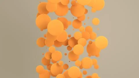Orange discs of random size on white background Stock Illustration