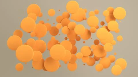 Orange discs of random size on white background Stock Illustration