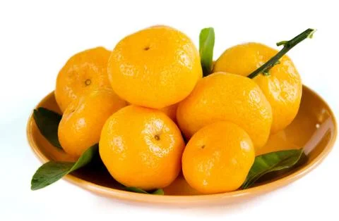 Orange on dish 스톡 사진