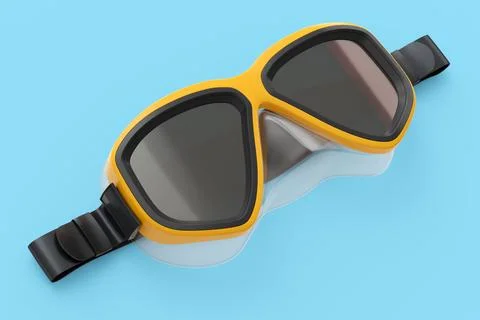 Orange diving mask isolated on a blue background Stock Illustration