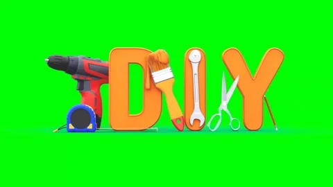 Orange DIY Letters with Tools Like Drill, Tape Measure, Scissors, Paint Bru.. 動画素材 312665429